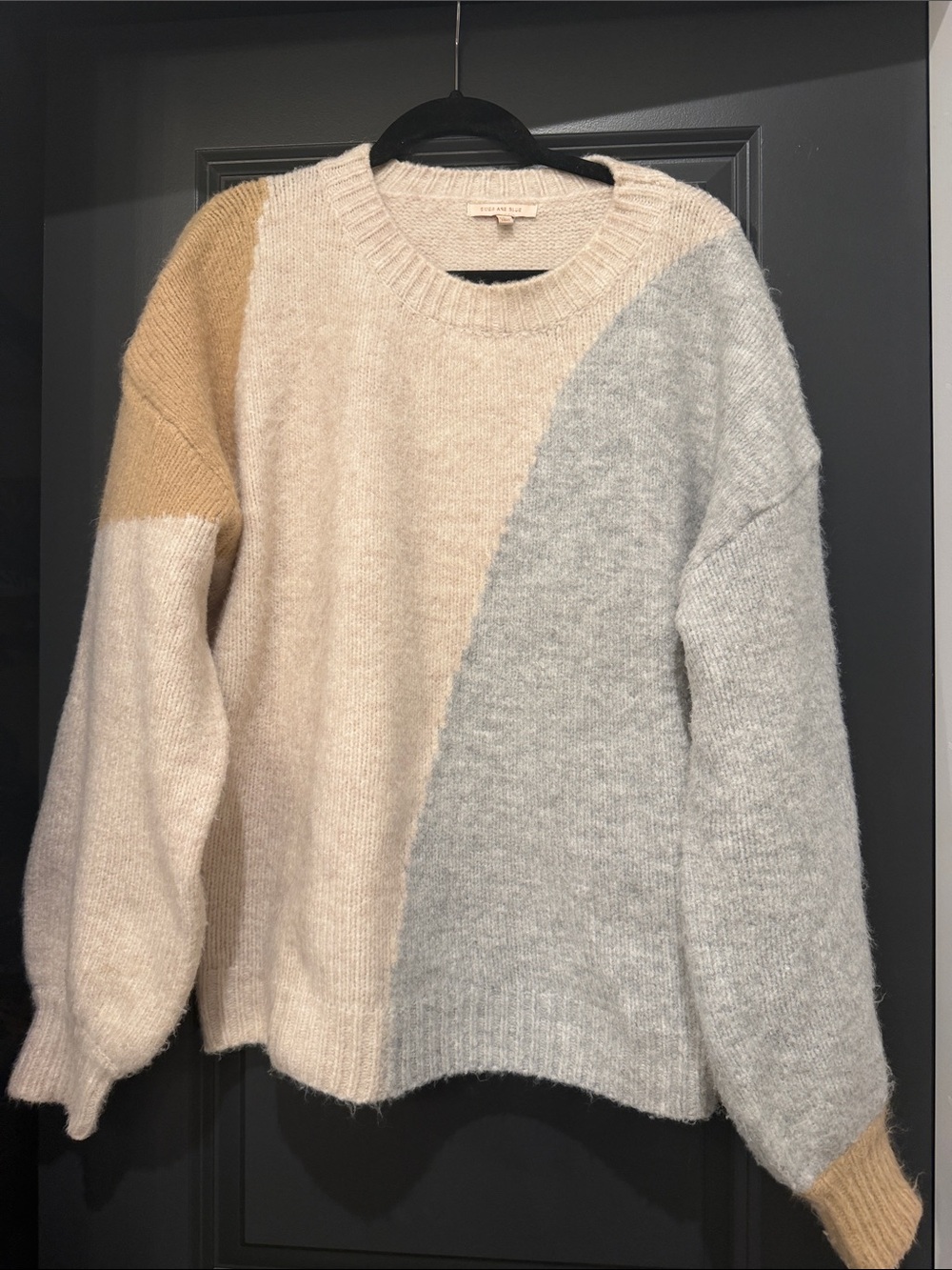 Skies are Blue Cozy Colorblock Crewneck Sweater